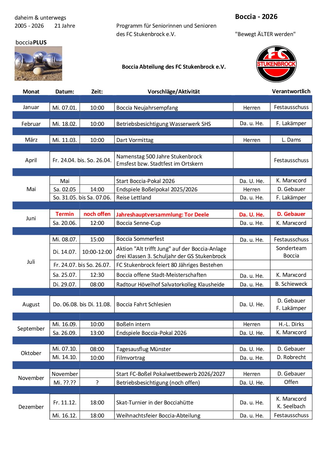 Jahresprogramm 2026